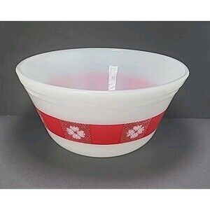 Vintage Excellent unused condition Federal White with Red Design 7" Mixing Bowl